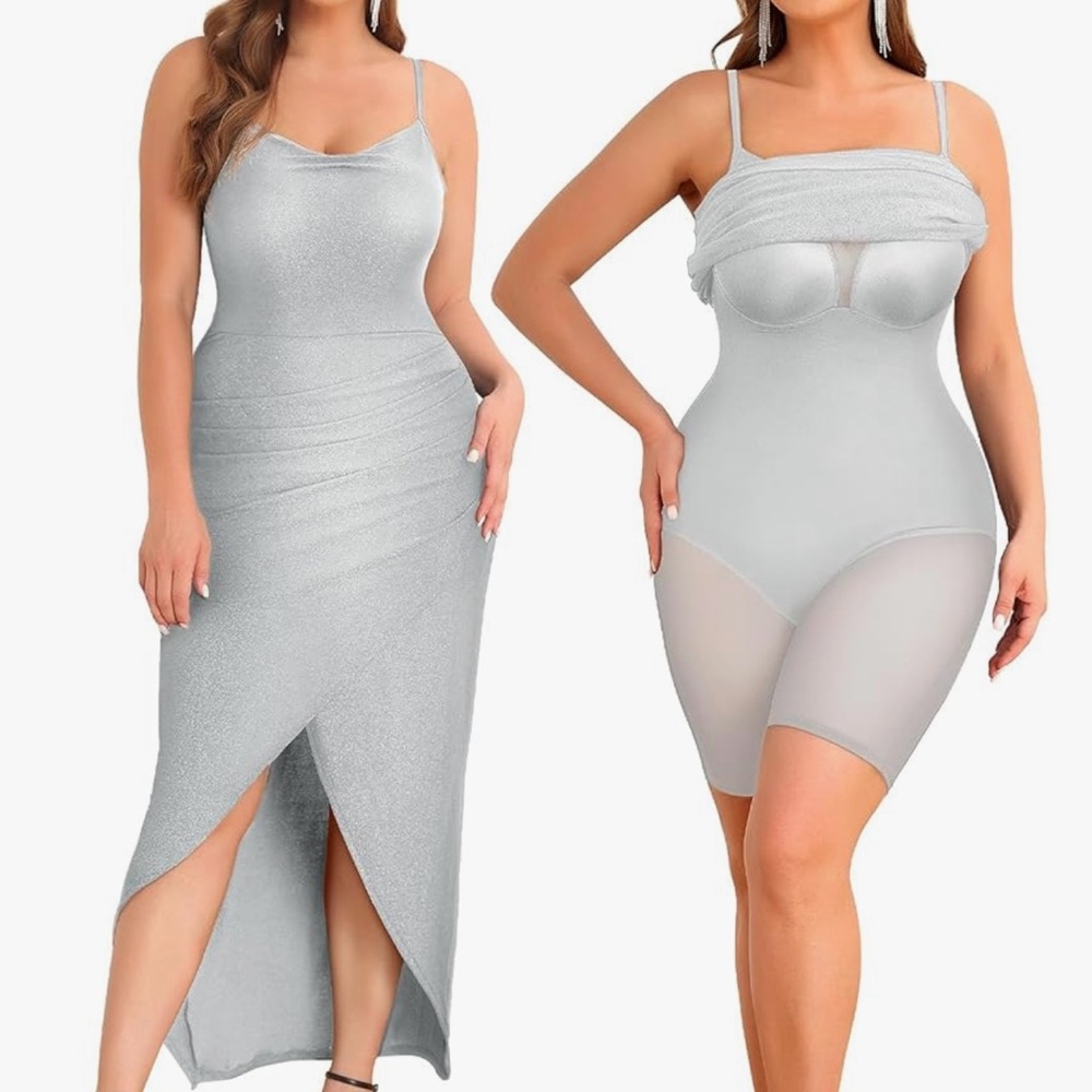 Elegant Women's Shapewear Dress Set - Gray